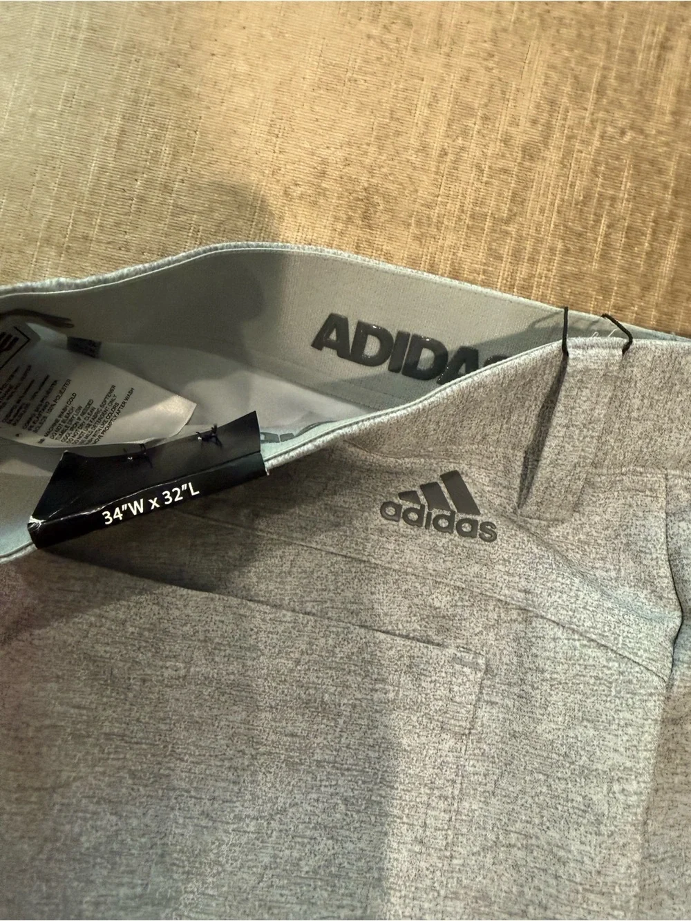 NWT Adidas Ultimate Golf Pants Men’s 34x32 Gray Heather Tapered Fit